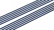 Лента репсовая с рисунком, 38мм, цвет белый, синие полосы, РР38-076,1м