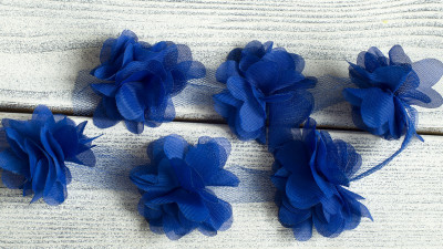 Шифоновый мотив, цветочек 50мм, цвет синий, М-033, 1 шт