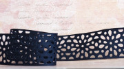 Лента декоративная, 38мм, цвет тёмно-синий, перфорация  цветы из капелек, ДЛ38-011, 1м