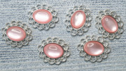 Ювелирная серединка, овальная лунный камень в оправе, цвет розовый , 25x30мм, серебро, ЮС-0059, 1 шт