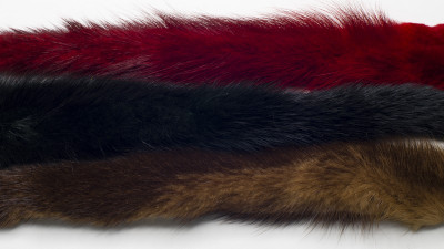 Набор для творчества из меха норки - хвостики, длина 25 см, цвет коричневый, чёрный, красный, 28гр, МНХ18, 1 уп=3шт