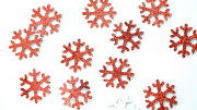 Аппликация объемная, снежинка, 20мм, глиттер, цвет красный, РТ-184,  1 шт