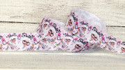 Лента репсовая с рисунком, 25мм, цвет розовый, девочка с бантиком в горошек, РР22-047,1м