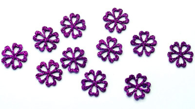 Аппликация объемная из фоамирана, цветок, 15 мм, глиттер, цвет фиолетовый, РТ-168,  1 шт