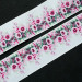 Лента репсовая с рисунком, 38мм, цвет  белый, розовые цветы, РР38-016, 1м