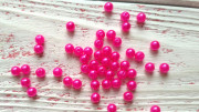 Бусины акриловые под жемчуг, 6мм, цвет ярко-розовый, 10гр (~90шт), АКБ06-107