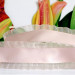 Лента декоративная сатиновая, 38мм, цвет светло-розовый, по краям прозрачная рюша, ДЛ38-008, 1м