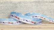 Лента репсовая с рисунком, 22мм, цвет голубой, зима, РР22-279, 1м