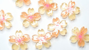 Кабошон объемный цветок прозрачный, цвет желто-оранжевый, 27 мм, К0003, 1шт