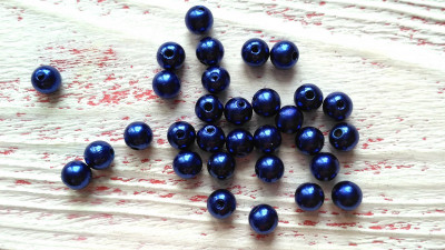 Бусины акриловые под жемчуг, 8мм, цвет тёмно-синие, 10гр (~40шт), АКБ021