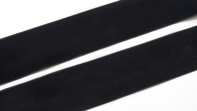 Лента бархатная 25мм, цвет чёрный.  ДЛ25-040, 1м
