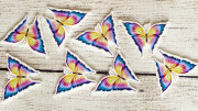 Кабошон плоский, бабочка разноцветная, 35x45мм, К0144, 1шт