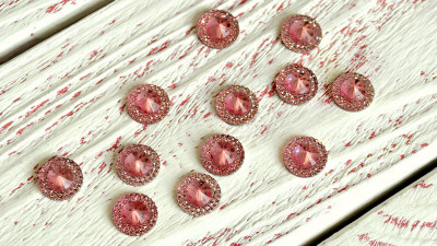Стразы граненные с окантовкой, 12мм, цвет розовый, ST12-005/1, 1шт